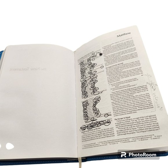 NIV Bible Zondervan Leathersoft Blue Silver Foil Edge Preowned Read Descriptions - Picture 6 of 8
